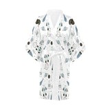 Hand drawn space elements space rocket star planet Women's Short Kimono Robe