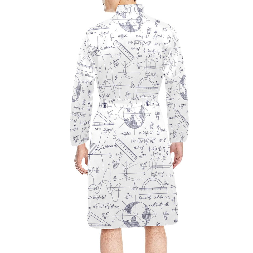 Math Pattern Print Design 03 Men's Long Sleeve Belted Night Robe