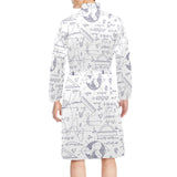 Math Pattern Print Design 03 Men's Long Sleeve Belted Night Robe