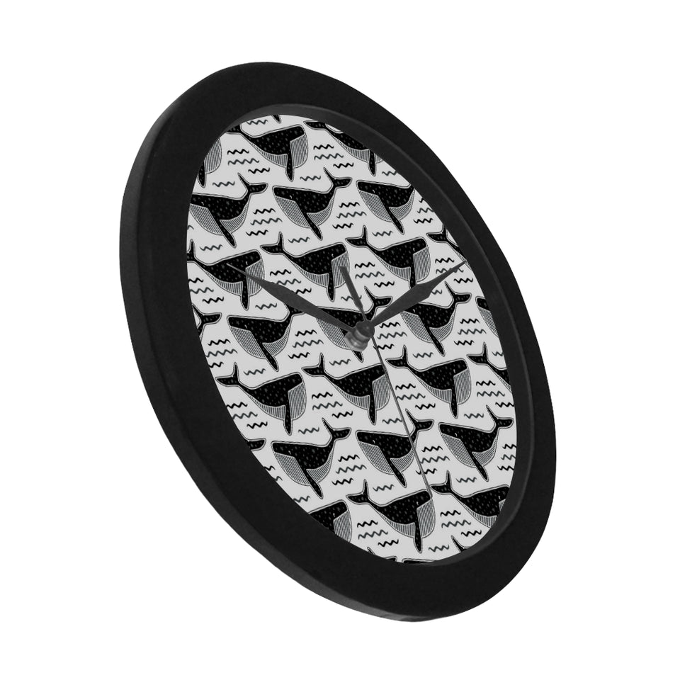 Black whale pattern Elegant Black Wall Clock
