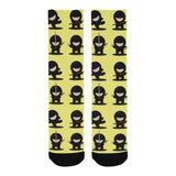 Cute ninja yellow background Crew Socks