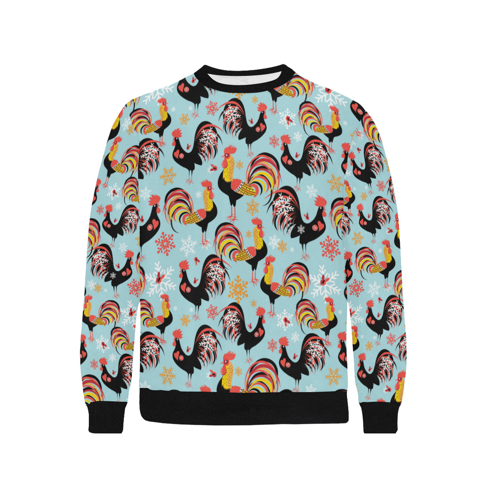 Rooster chicken cock snowfalke Men's Crew Neck Sweatshirt