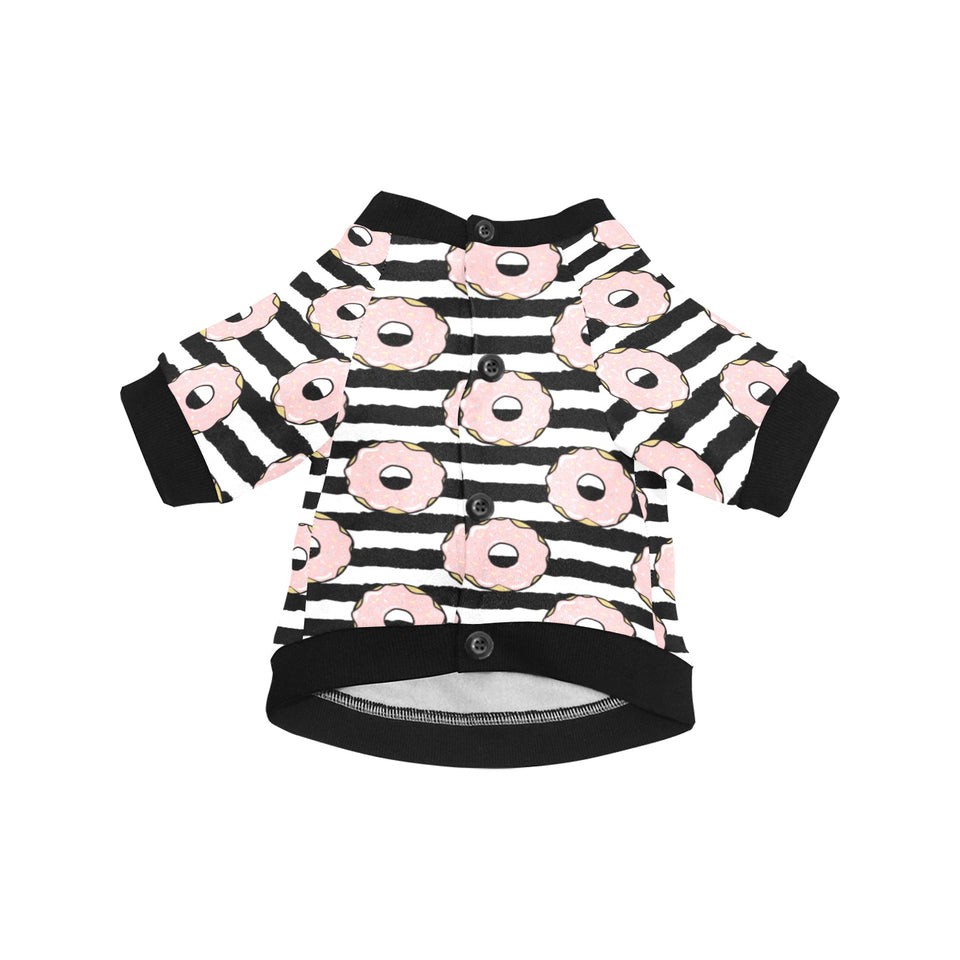 Donuts pink icing striped pattern All Over Print Pet Dog Round Neck Fuzzy Shirt