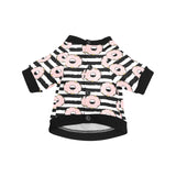 Donuts pink icing striped pattern All Over Print Pet Dog Round Neck Fuzzy Shirt