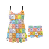 Chemistry Periodic Table Pattern Print Design 01 Chest Sexy Pleated Two Piece Swim Dress