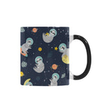 Cute sloth astronaut star planet rocket pattern Morphing Mug Heat Changing Mug