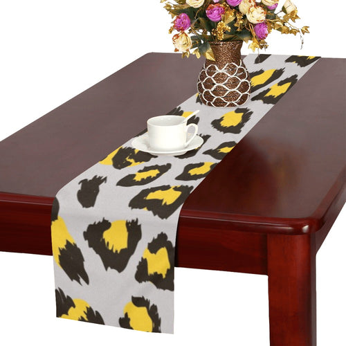 Gray Leopard print pattern Table Runner