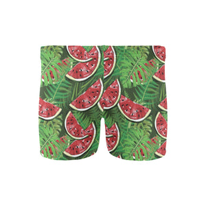 Watermelons tropical palm leaves pattern backgroun Men's Swimming Trunks