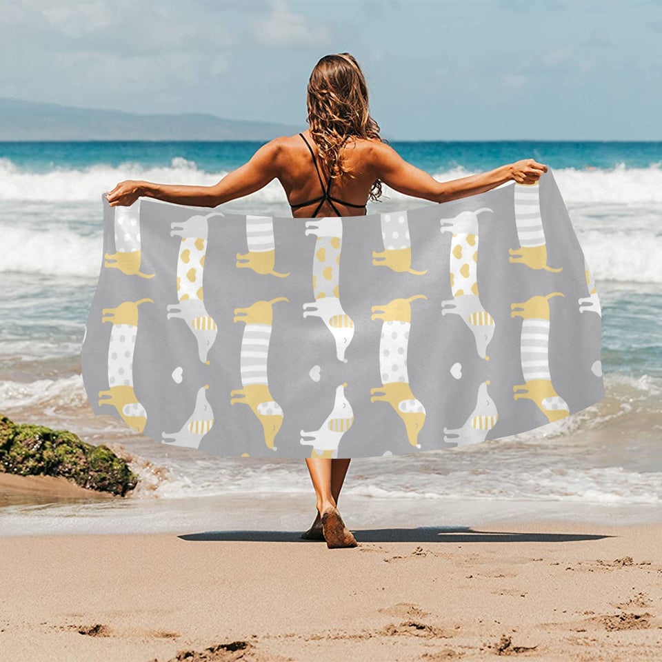 Cute dachshund dog pattern Beach Towel