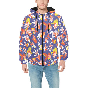 Goldfish Pattern Print Design 04 Men's Padded Hooded Jacket
