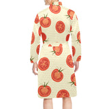 Tomato dot background Men's Long Sleeve Belted Night Robe