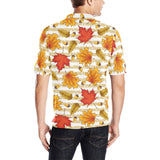 Maple leaf oak leaf acorns beige striped backgroun Men's All Over Print Polo Shirt