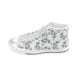 Peacock feather pattern Men's High Top Canvas Shoes White