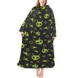 Alien Pattern Print Design 02 Blanket Robe with Sleeves