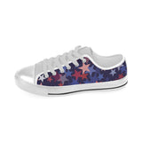 Red blue star pattern Men's Low Top Shoes White