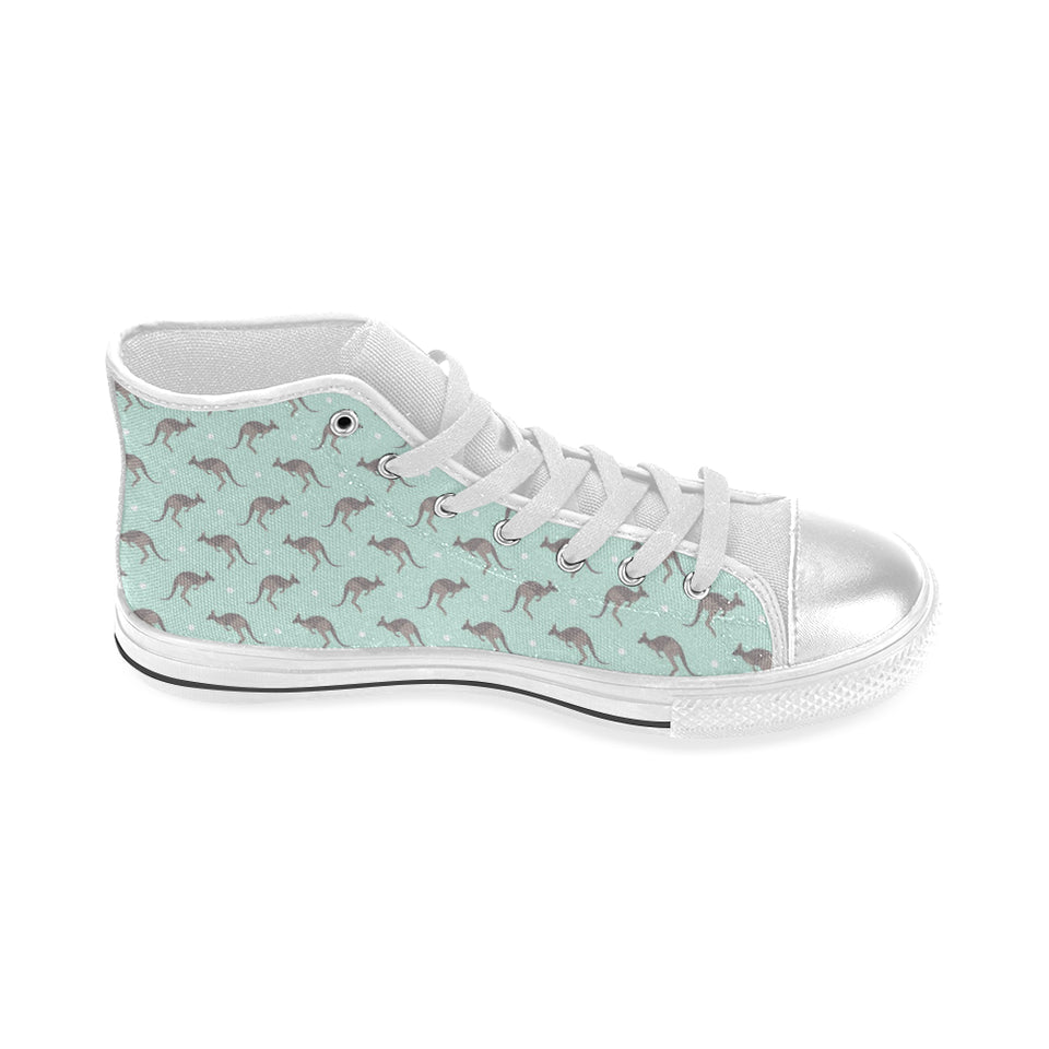 Kangaroo pattern background Women's High Top Canvas Shoes White