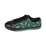 Lime ice flower pattern Men's Low Top Canvas Shoes Black