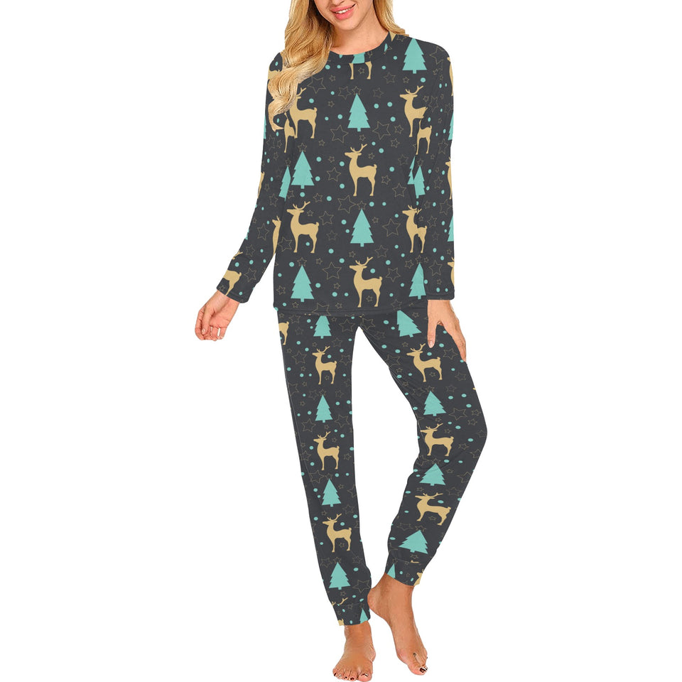 Deers star tree pattern Women's All Over Print Pajama Set