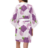 Cute Grape pattern Women's Short Kimono Robe