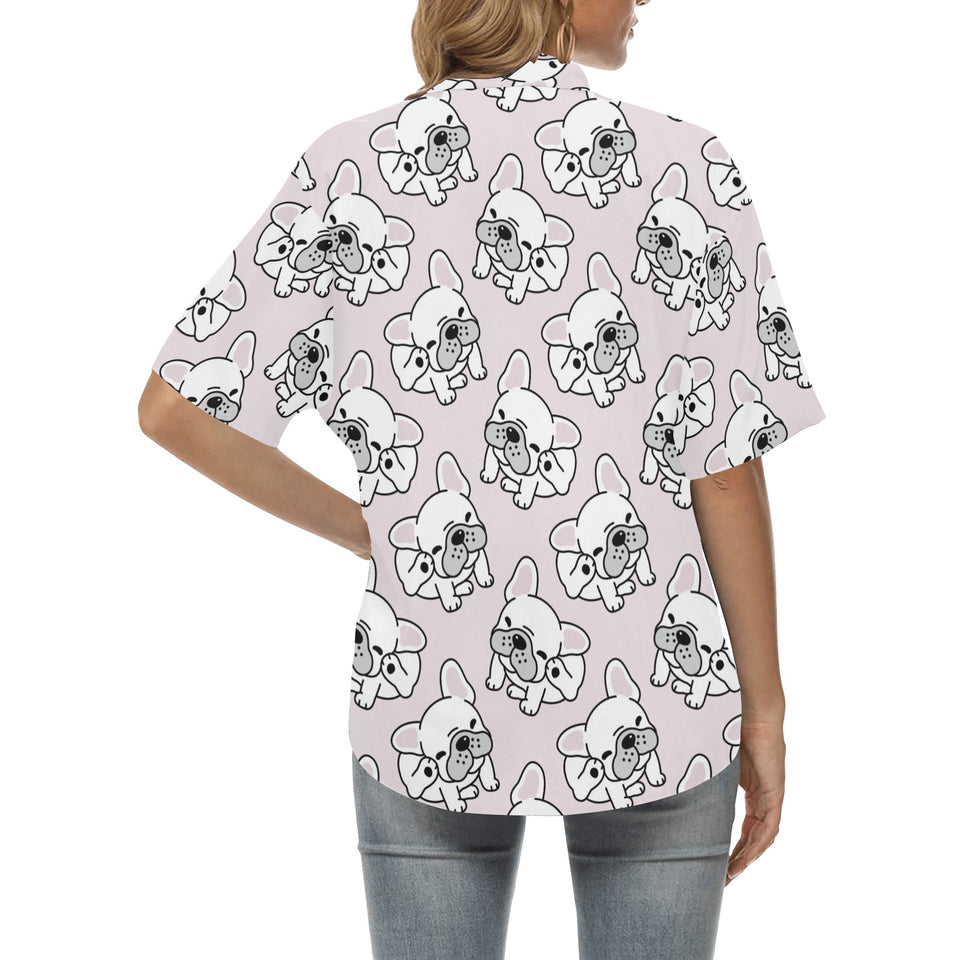 Cute french bulldog pattern Women's All Over Print Hawaiian Shirt