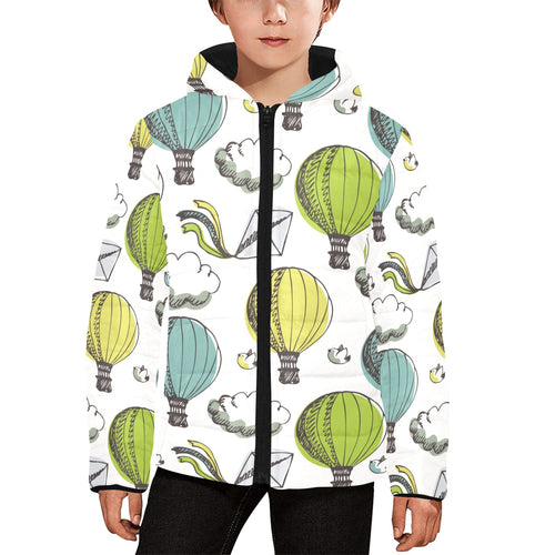 Hot Air Balloon Bird Cloud Pattern Kids' Boys' Girls' Padded Hooded Jacket