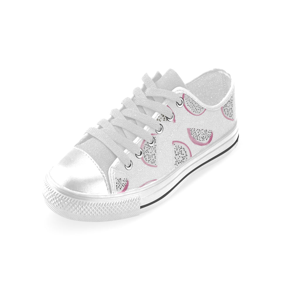 dragon fruit pattern Men's Low Top Shoes White