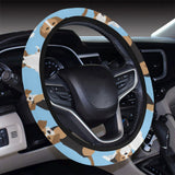 Beagle dog blue background pattern Car Steering Wheel Cover