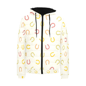 Horseshoes Pattern Print Design 02 Men's Padded Hooded Jacket