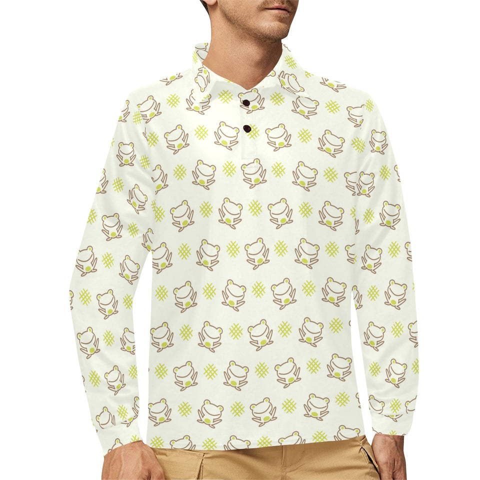 Cute cartoon frog baby pattern Men's Long Sleeve Polo Shirt