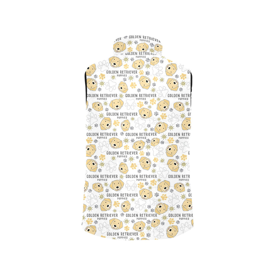 Golden Retriever Pattern Print Design 04 Men's Padded Vest