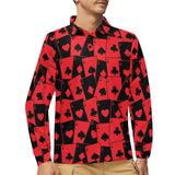 Casino Cards Suits Pattern Print Design 02 Men's Long Sleeve Polo Shirt