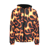 Fire flame dark pattern Men's Padded Hooded Jacket