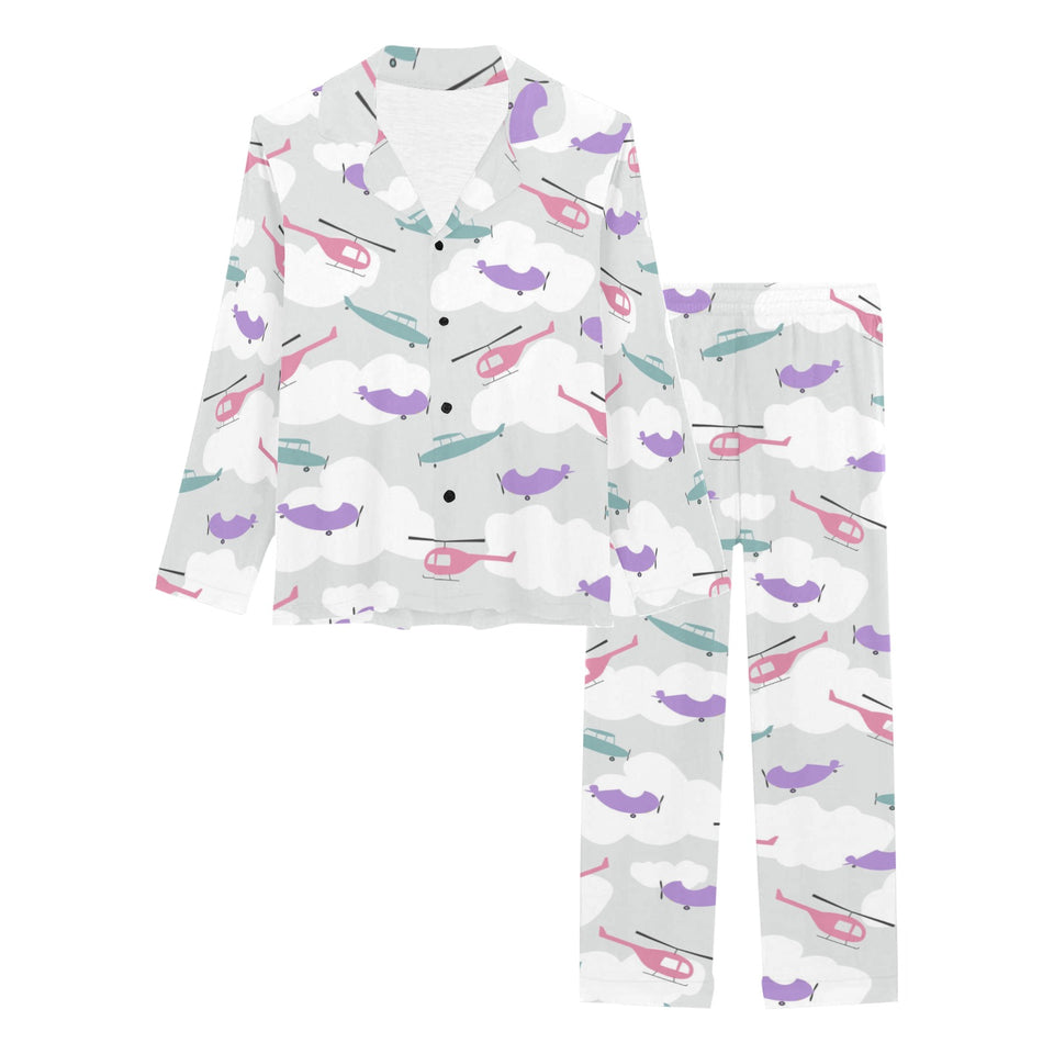 Helicopter plane pattern Women's Long Pajama Set