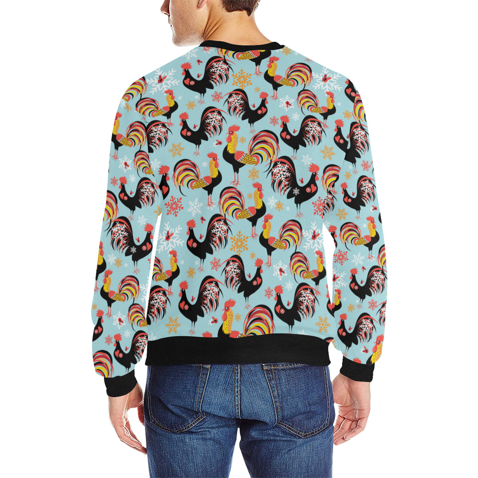 Rooster chicken cock snowfalke Men's Crew Neck Sweatshirt