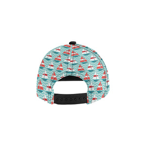 Red White sailboat wave background All Over Print Snapback Cap