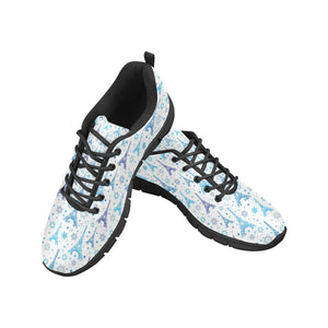 Blue Eiffel Tower Theme Pattern Print Design 01 Women's Sneaker Shoes