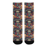 Sugar skulls flower maxican pattern Crew Socks