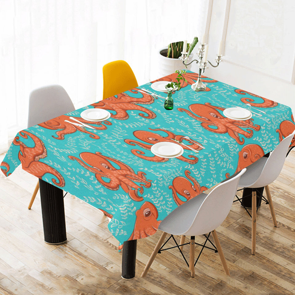 Octopus turquoise background Tablecloth