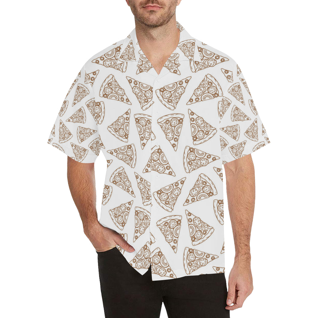 Hand drawn pizza pattern Men's All Over Print Hawaiian Shirt
