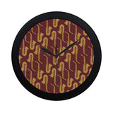 Hand drawn gold saxophone red background Elegant Black Wall Clock