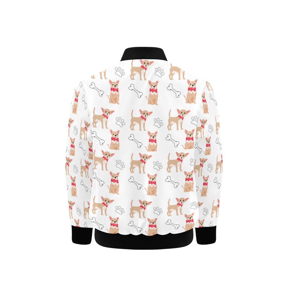 Chihuahua bone paw pattern Kids' Boys' Girls' Bomber Jacket
