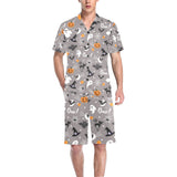 Halloween design pattern Men's V-Neck Short Pajama Set