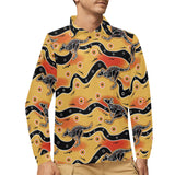 Kangaroo Australian aboriginal art pattern Men's Long Sleeve Polo Shirt