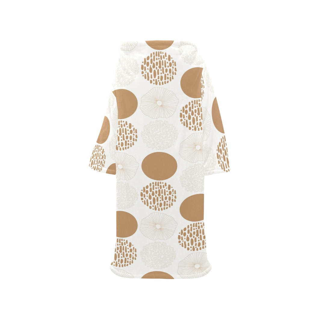 Gold Texture mushroom pattern Blanket Robe with Sleeves