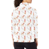 Chihuahua bone paw pattern Women's Long Sleeve Polo Shirt