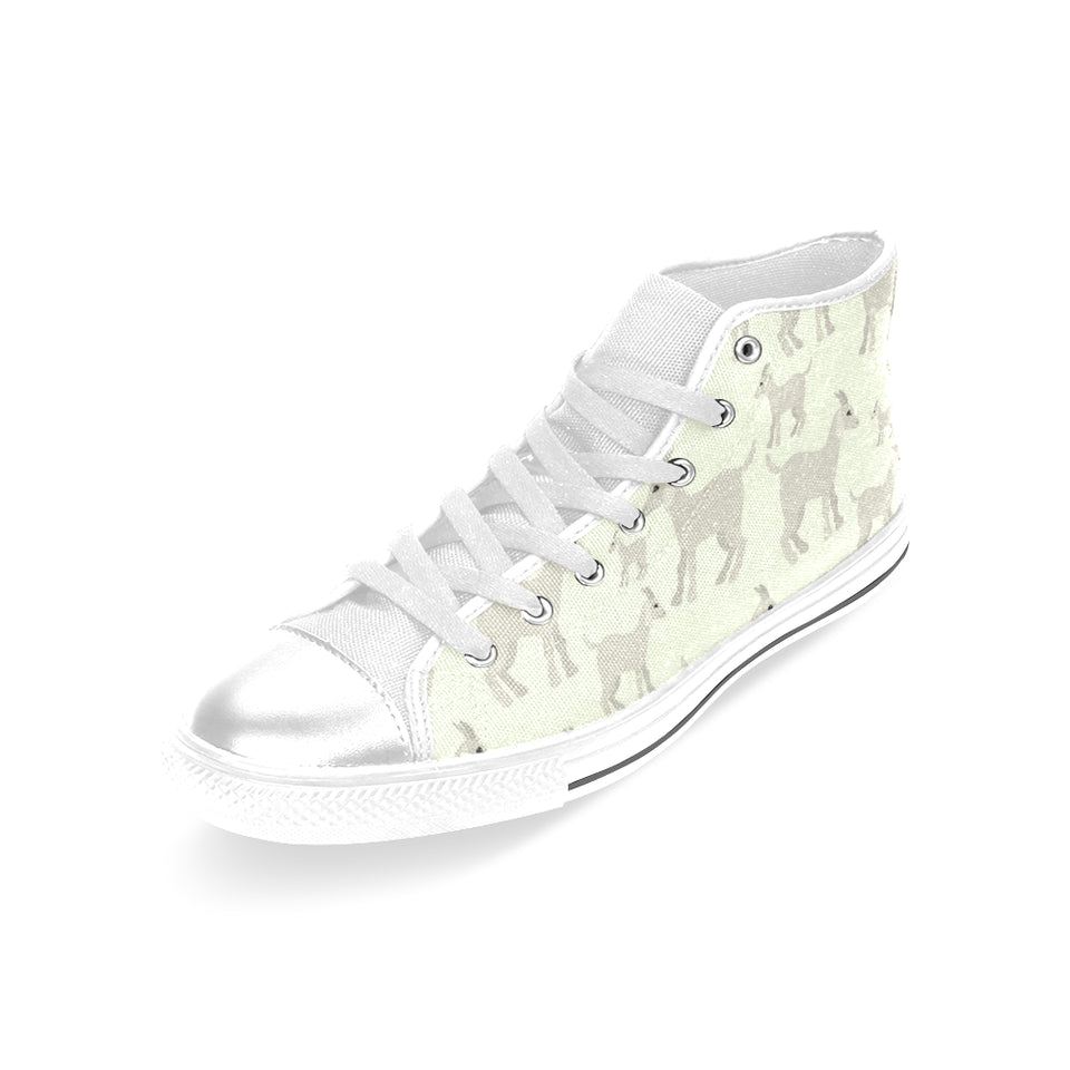 Little young goat pattern Women's High Top Canvas Shoes White