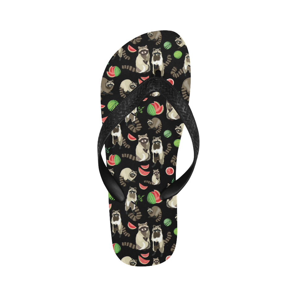 Raccoon watermelon pattern Unisex Flip Flops