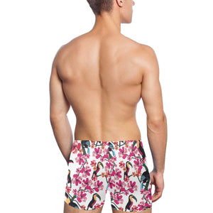 Toucan flower design pattern Men's Swimming Trunks
