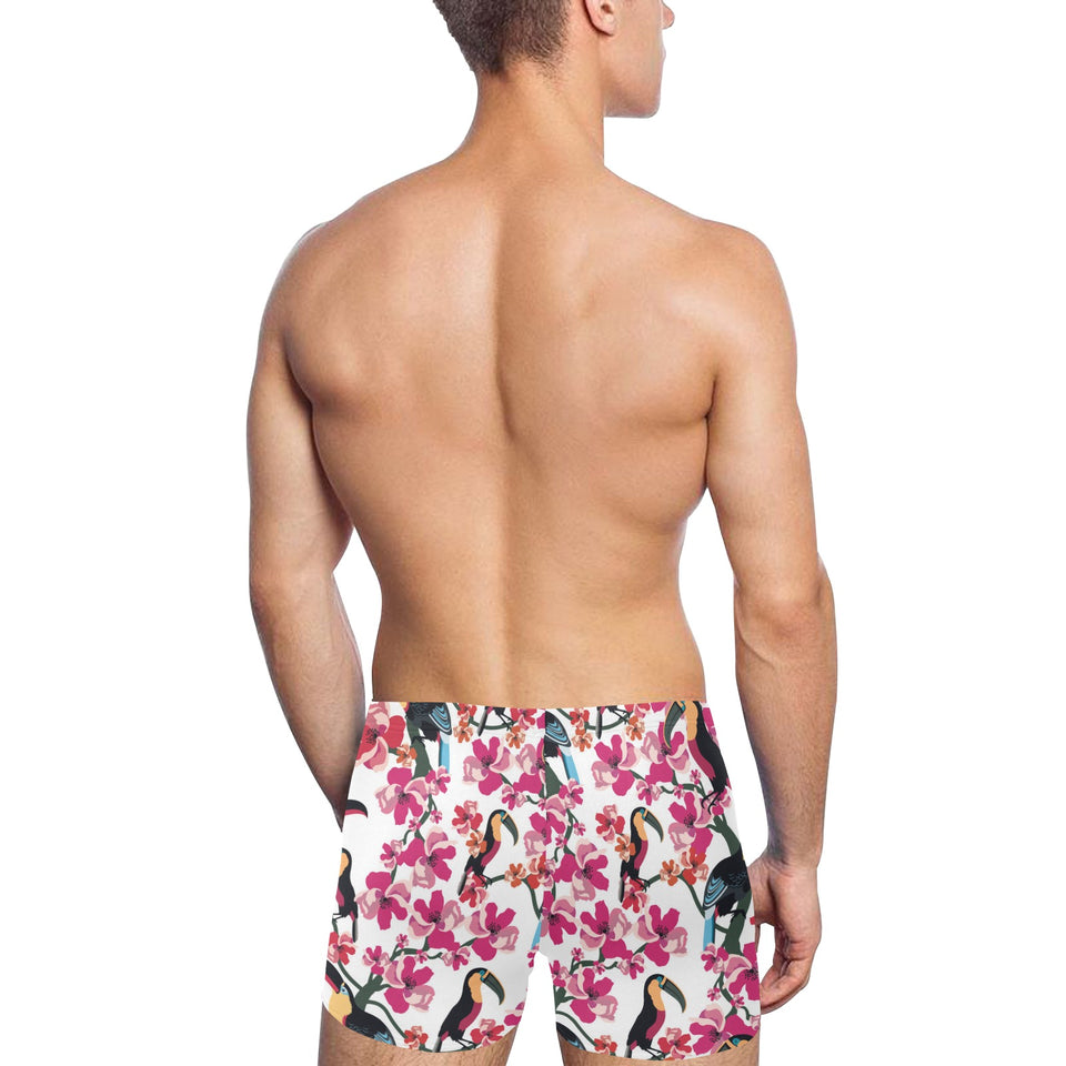 Toucan flower design pattern Men's Swimming Trunks