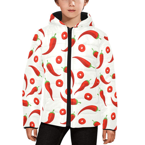 Chili pattern Kids' Boys' Girls' Padded Hooded Jacket